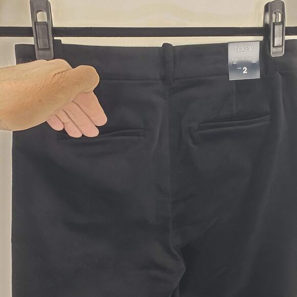 NWT J.Crew Kallie Black Velvet Straight Leg 98% Cotton Stretch Mid Rise Pants 2 - Picture 6 of 16